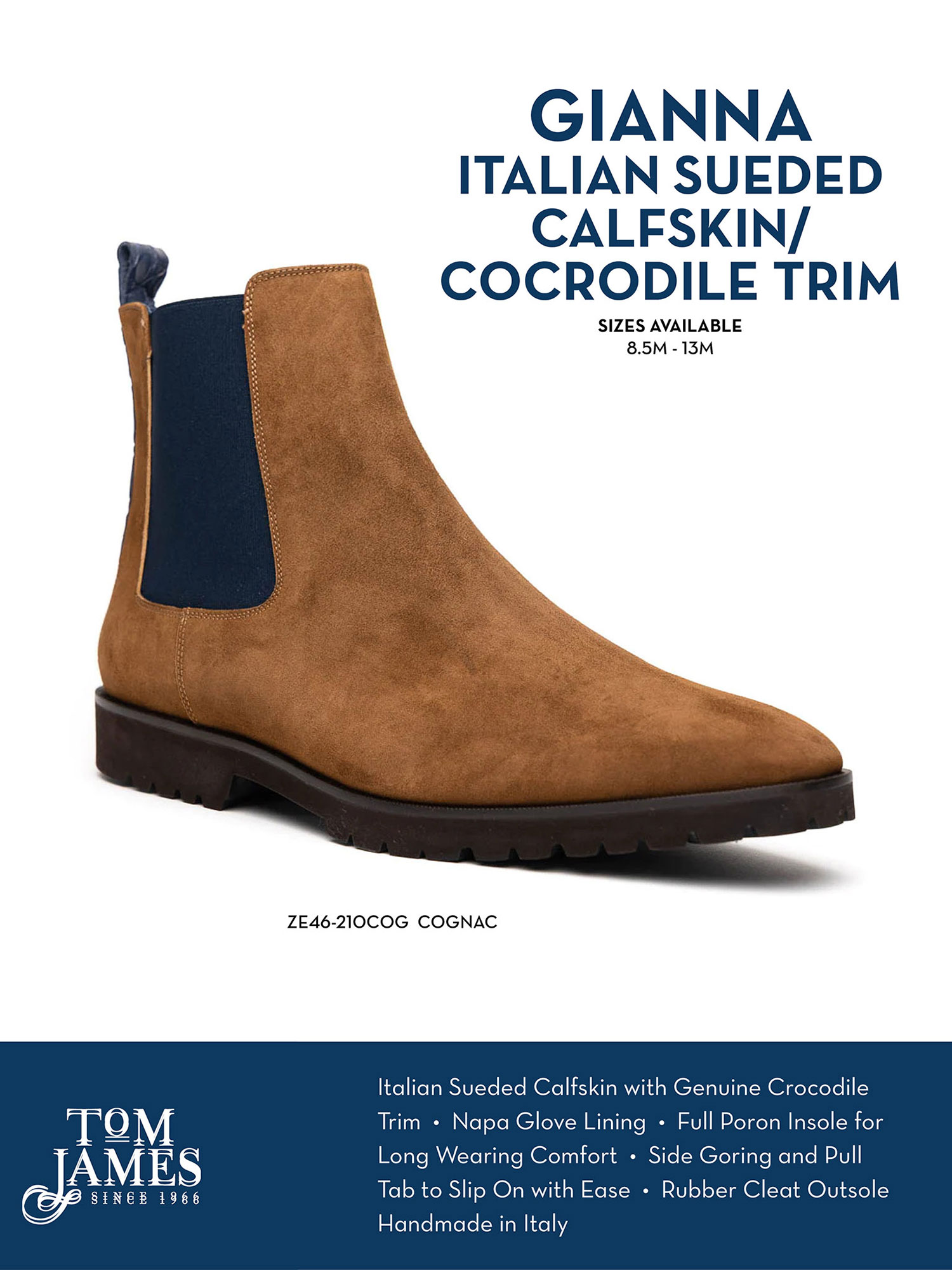 GIANNA COGNAC SUEDE CHELSEA BOOT - Zelli