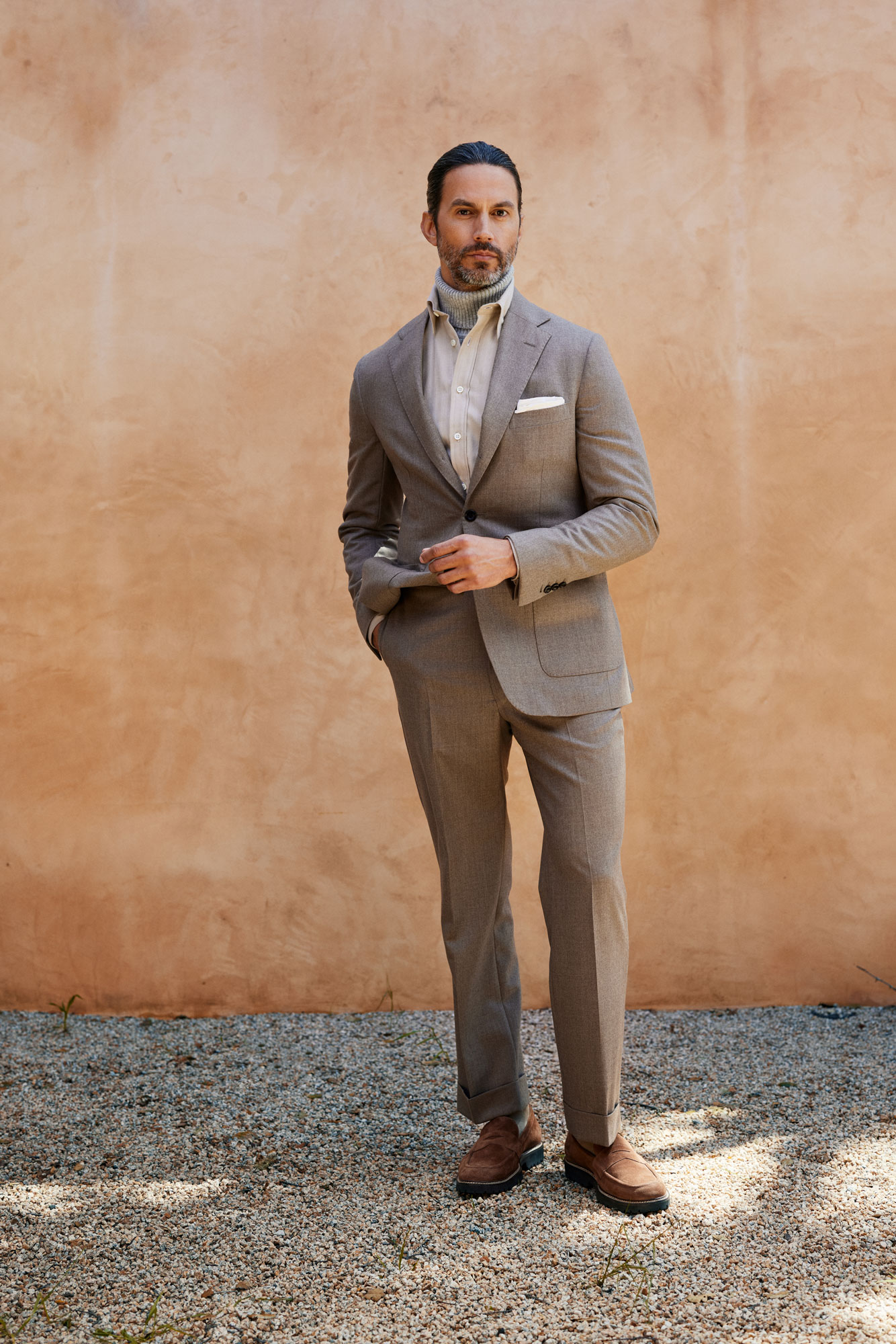 Heather Tan Flannel Suit