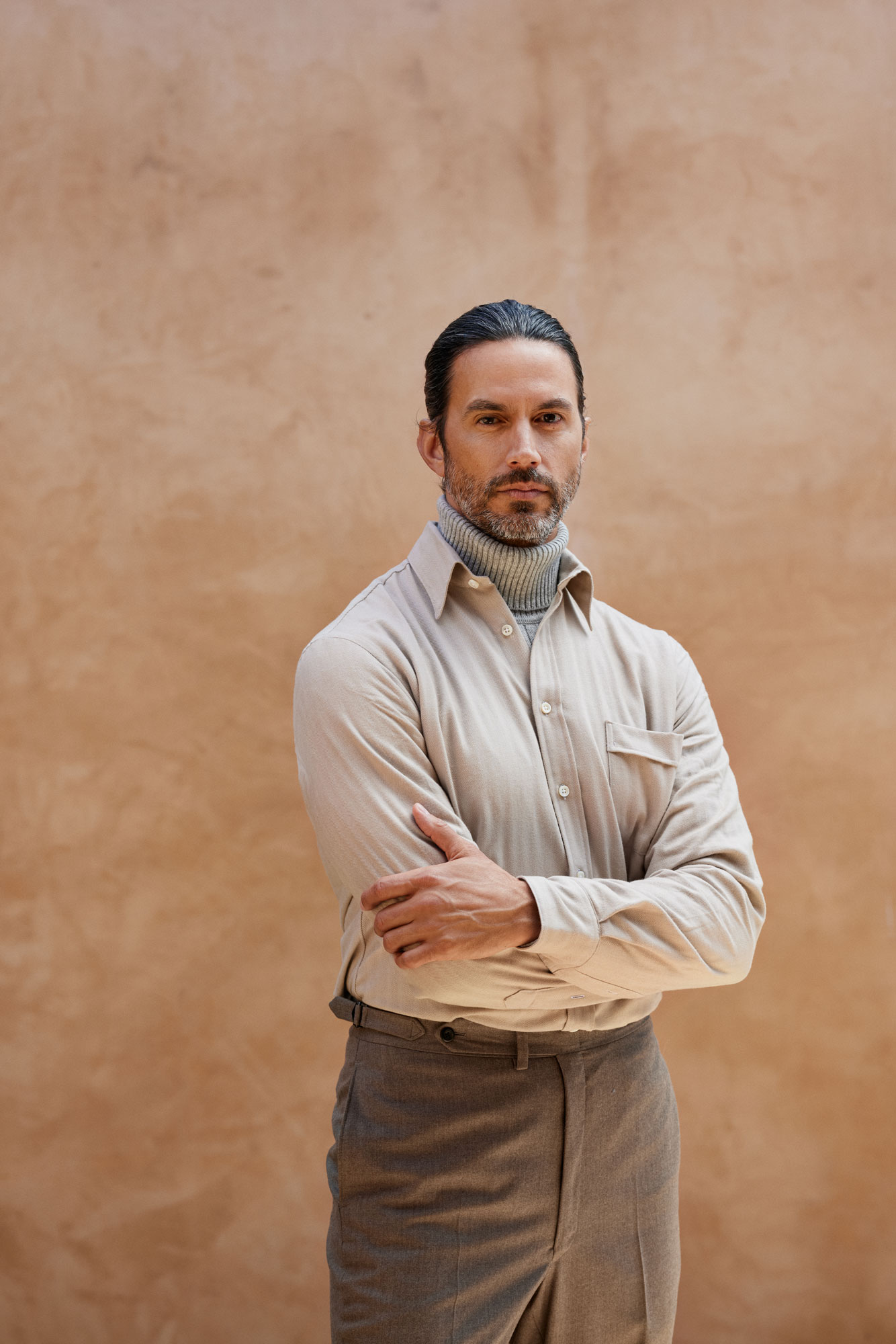 Tan Herringbone Shirt