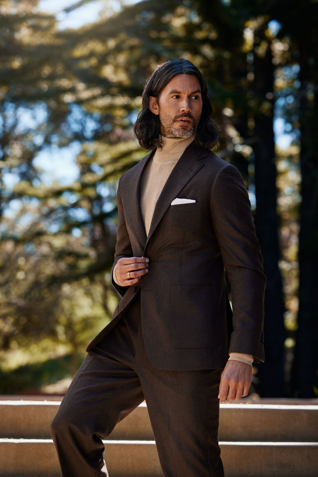 Brown Flannel Suit & Turtleneck