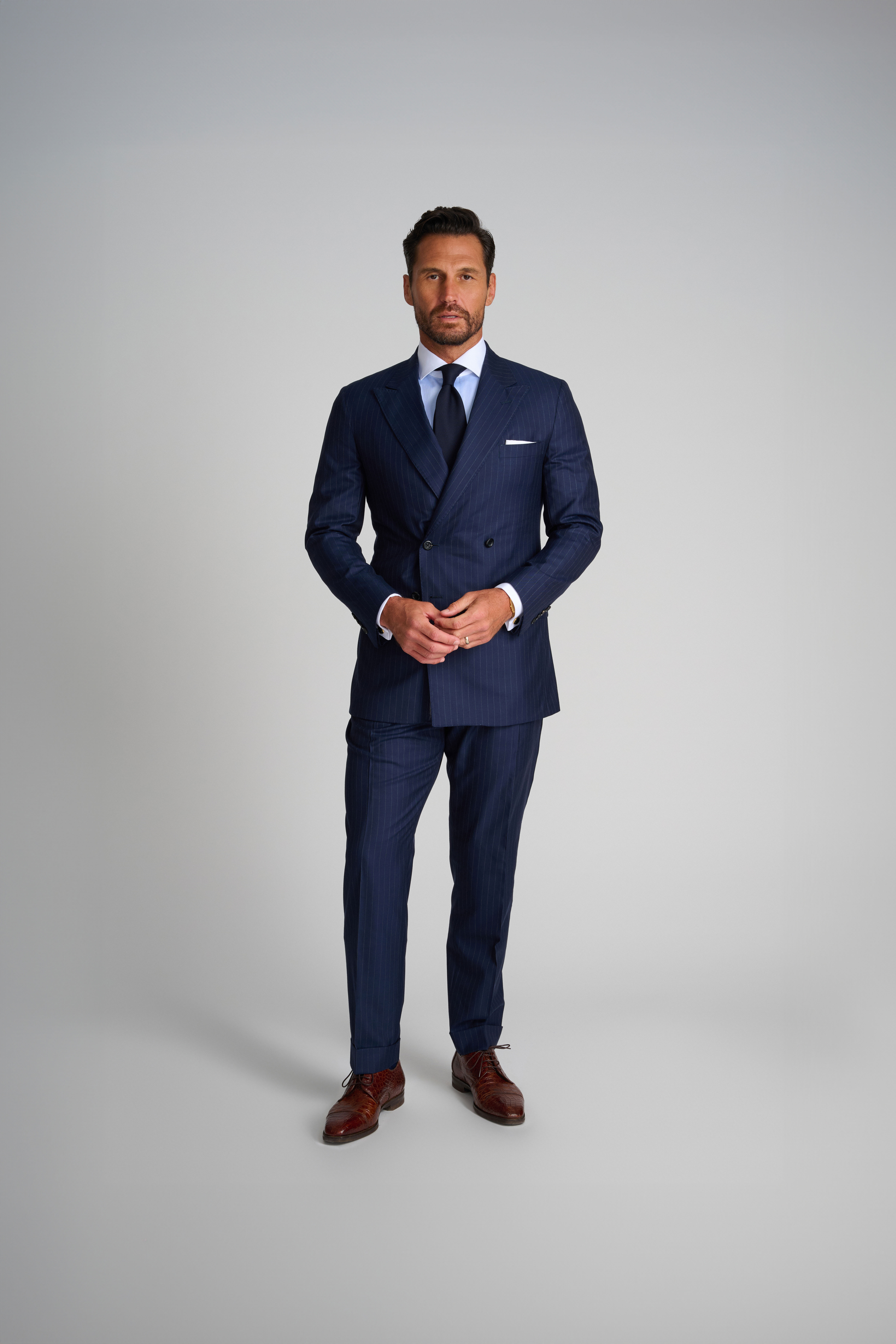 Navy Pinstripe Suit