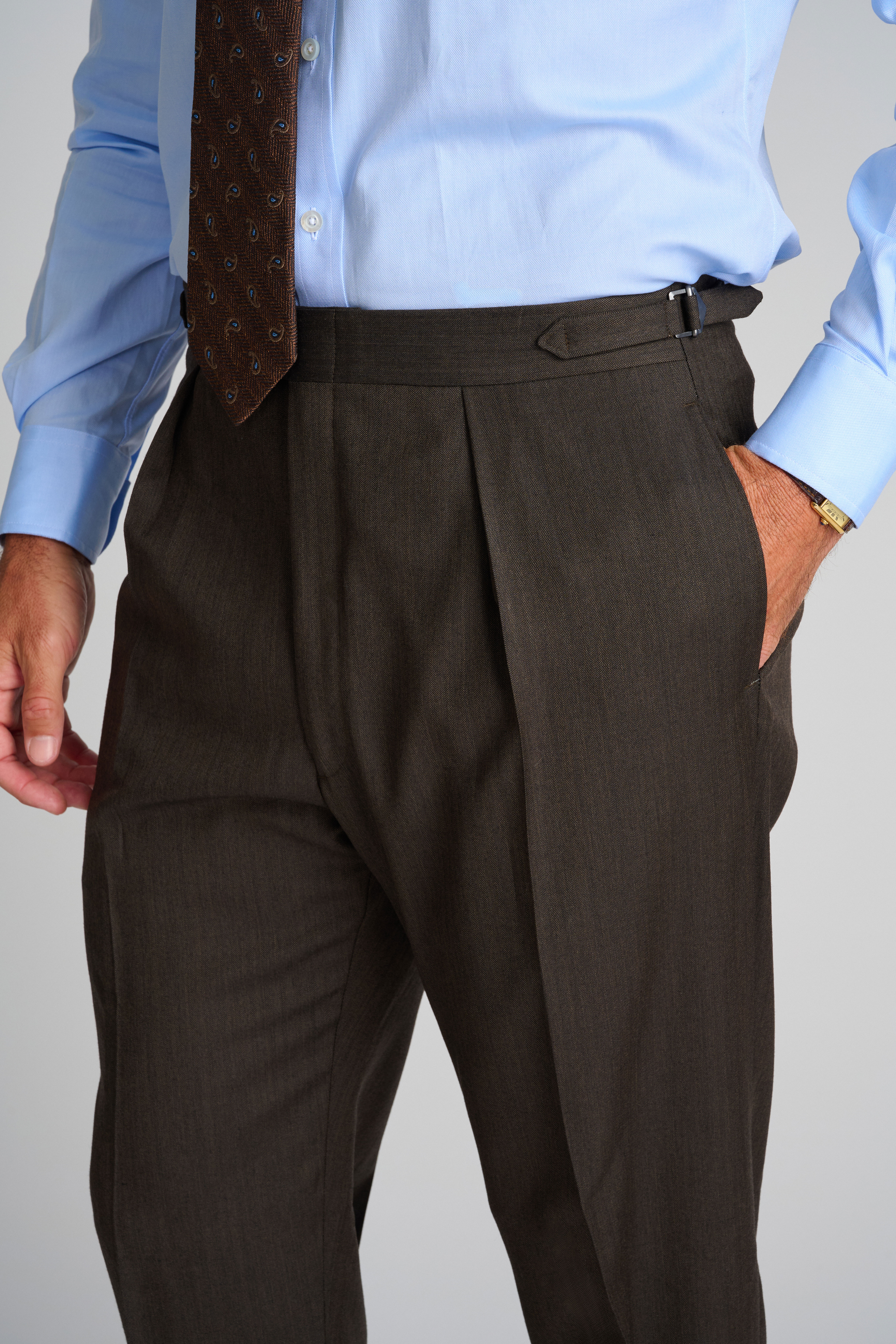 Brown Herringbone Pant