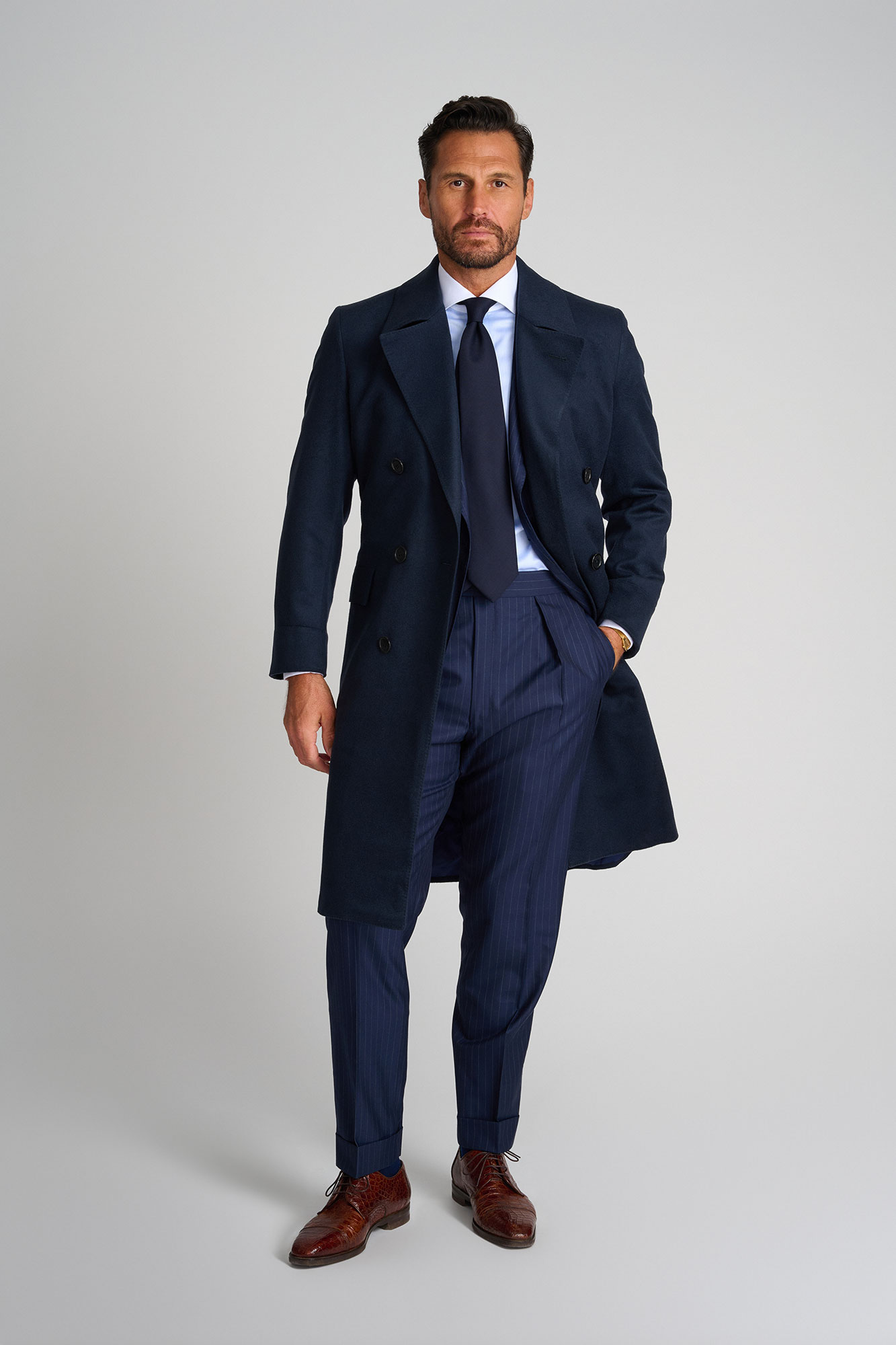 Navy Cashmere Oxxford Topcoat