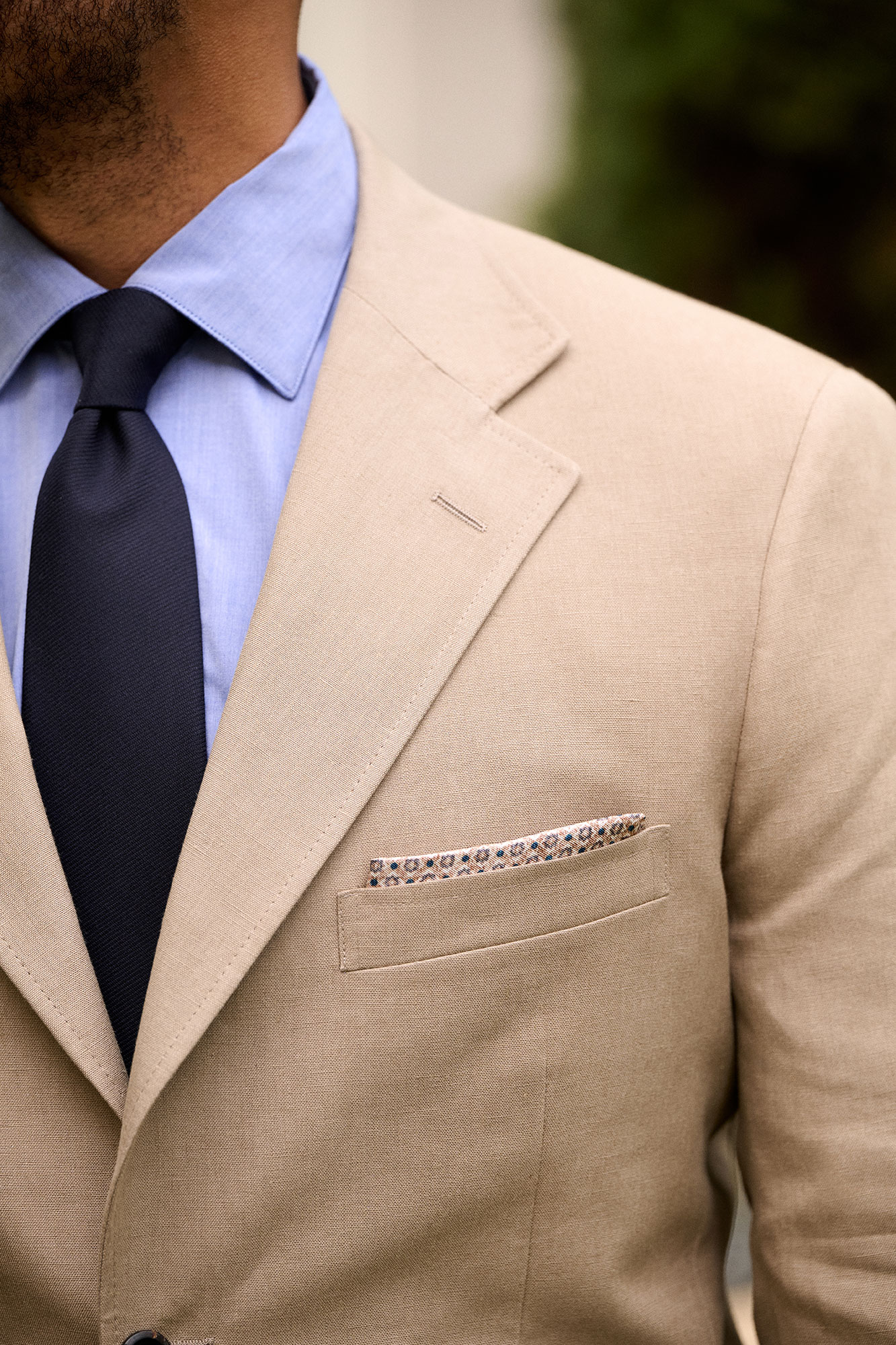 Khaki Crushed Linen Suit