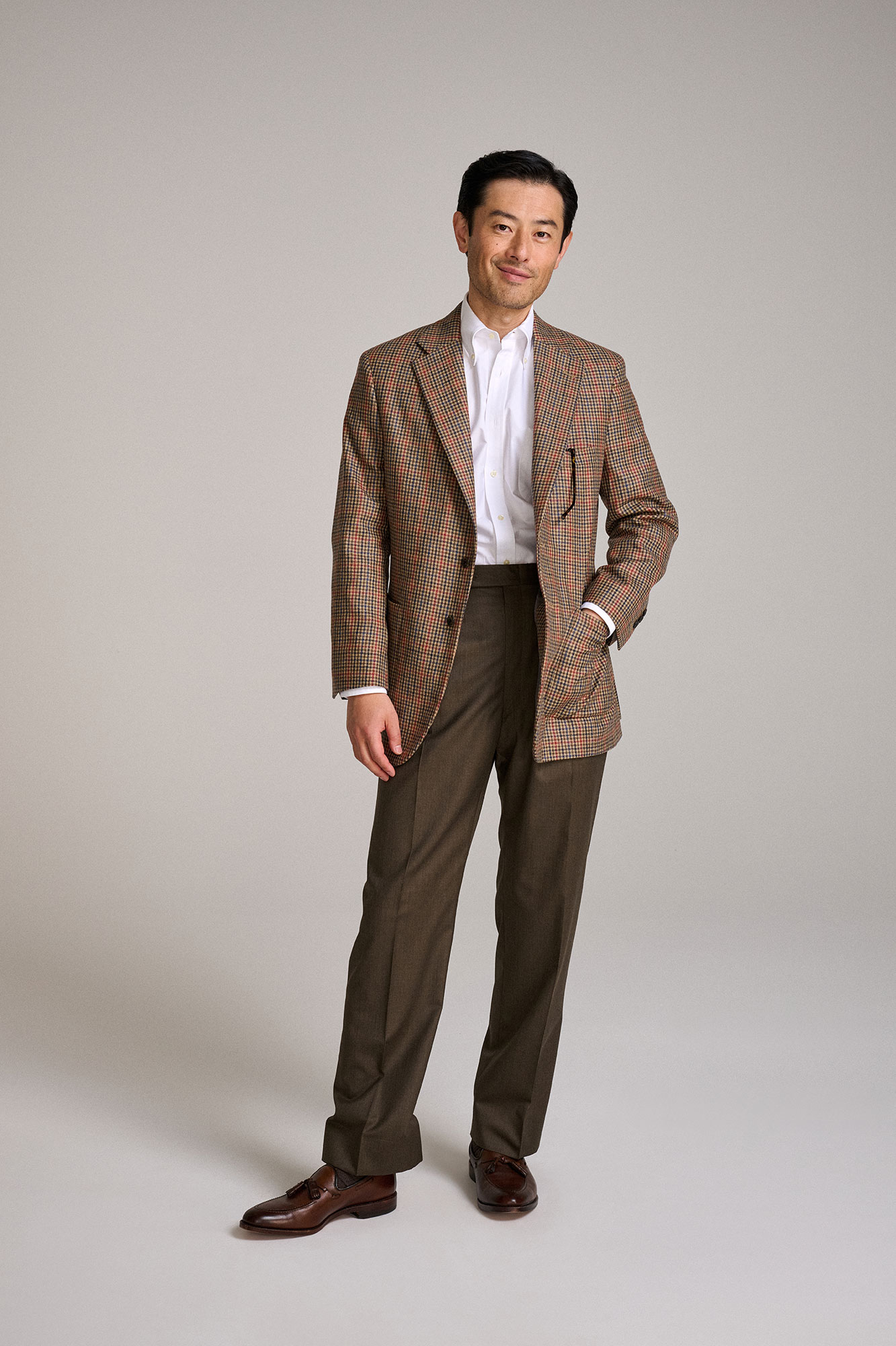 100% Wool Tan Guncheck Sportscoat