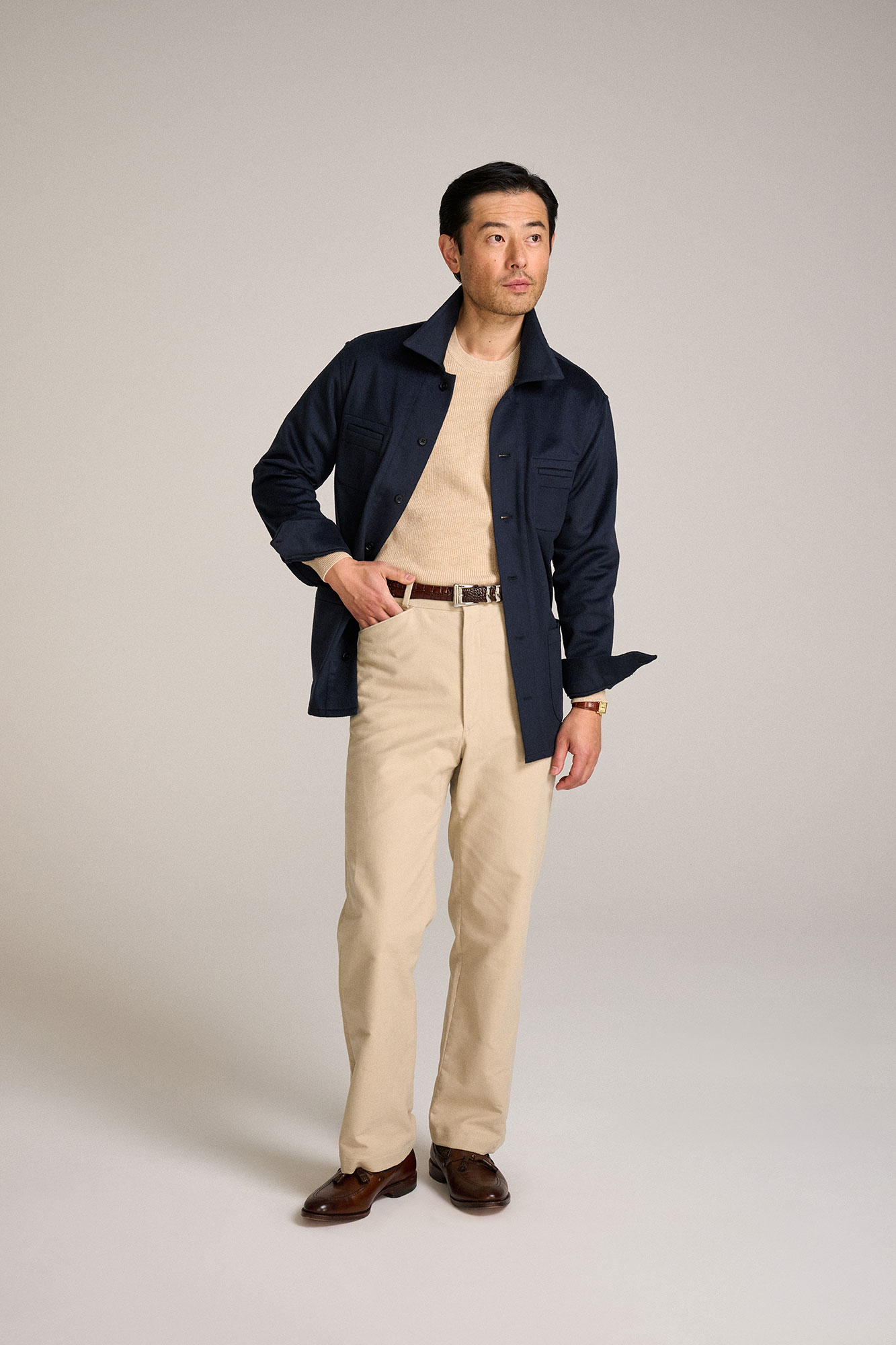 Navy Cashmere Overshirt