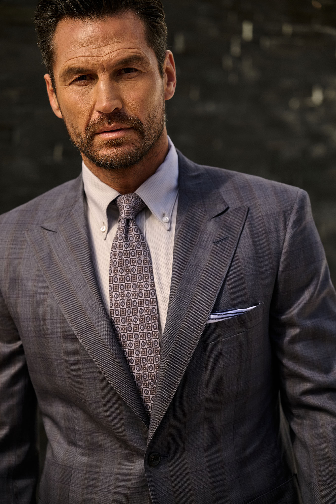 Slate Blue Split Matte Check Jacket