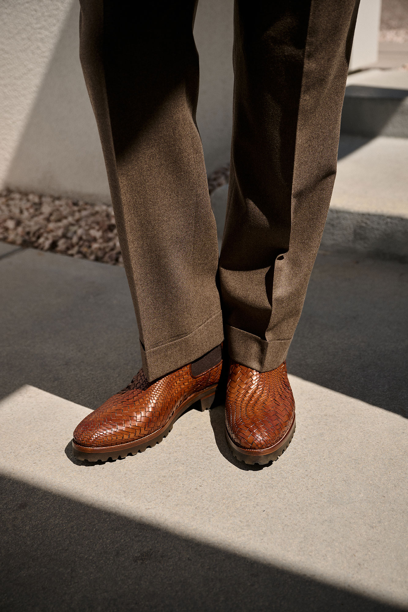Brown Flannel Trousers & Zelli Footwear