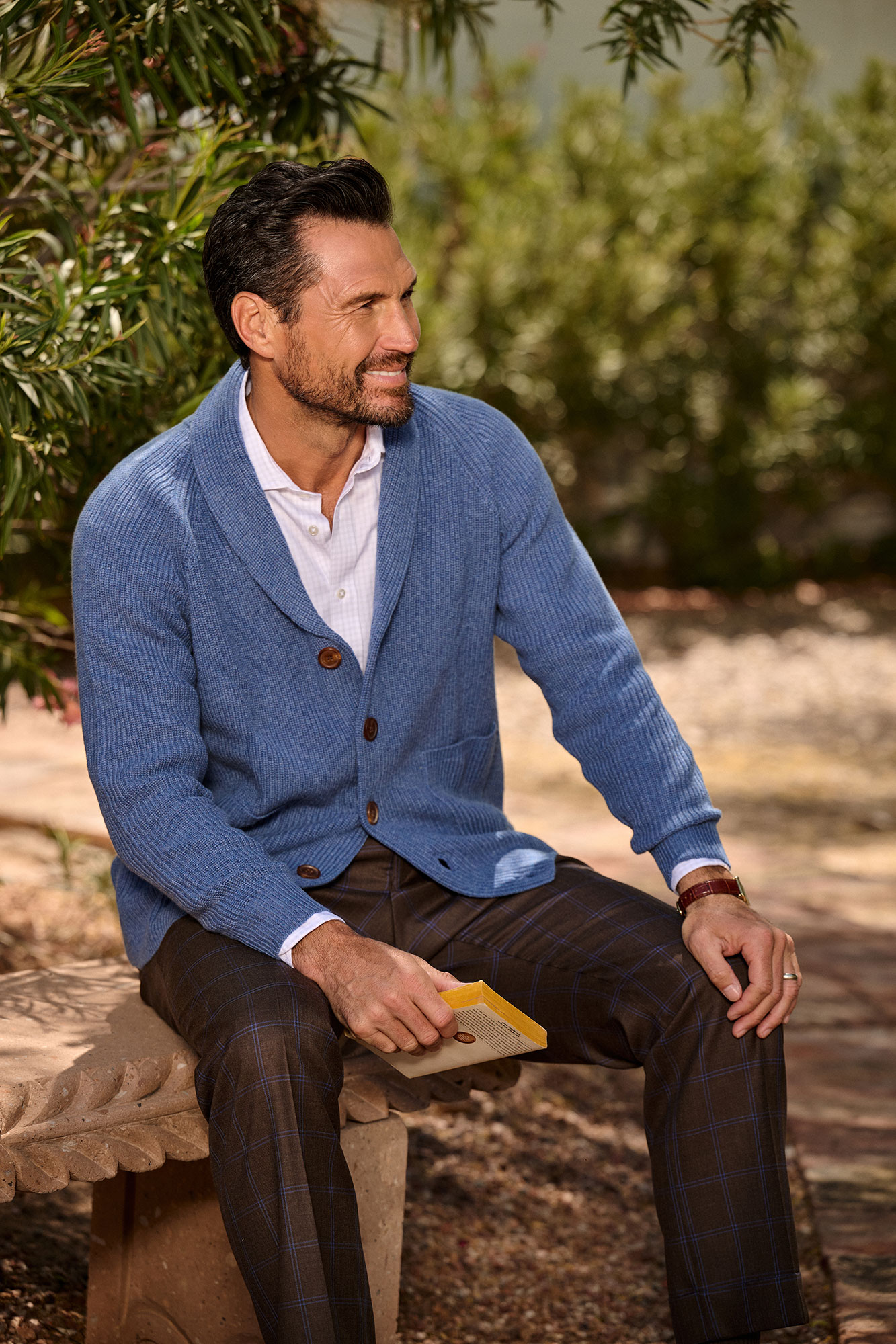 Blue Ribbed Cardigan
