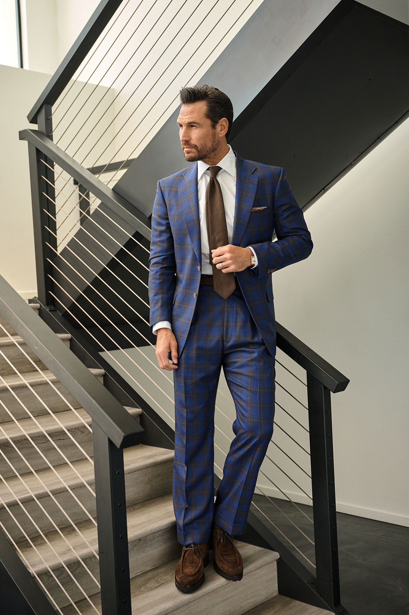 Blue & Brown Plaid Suit