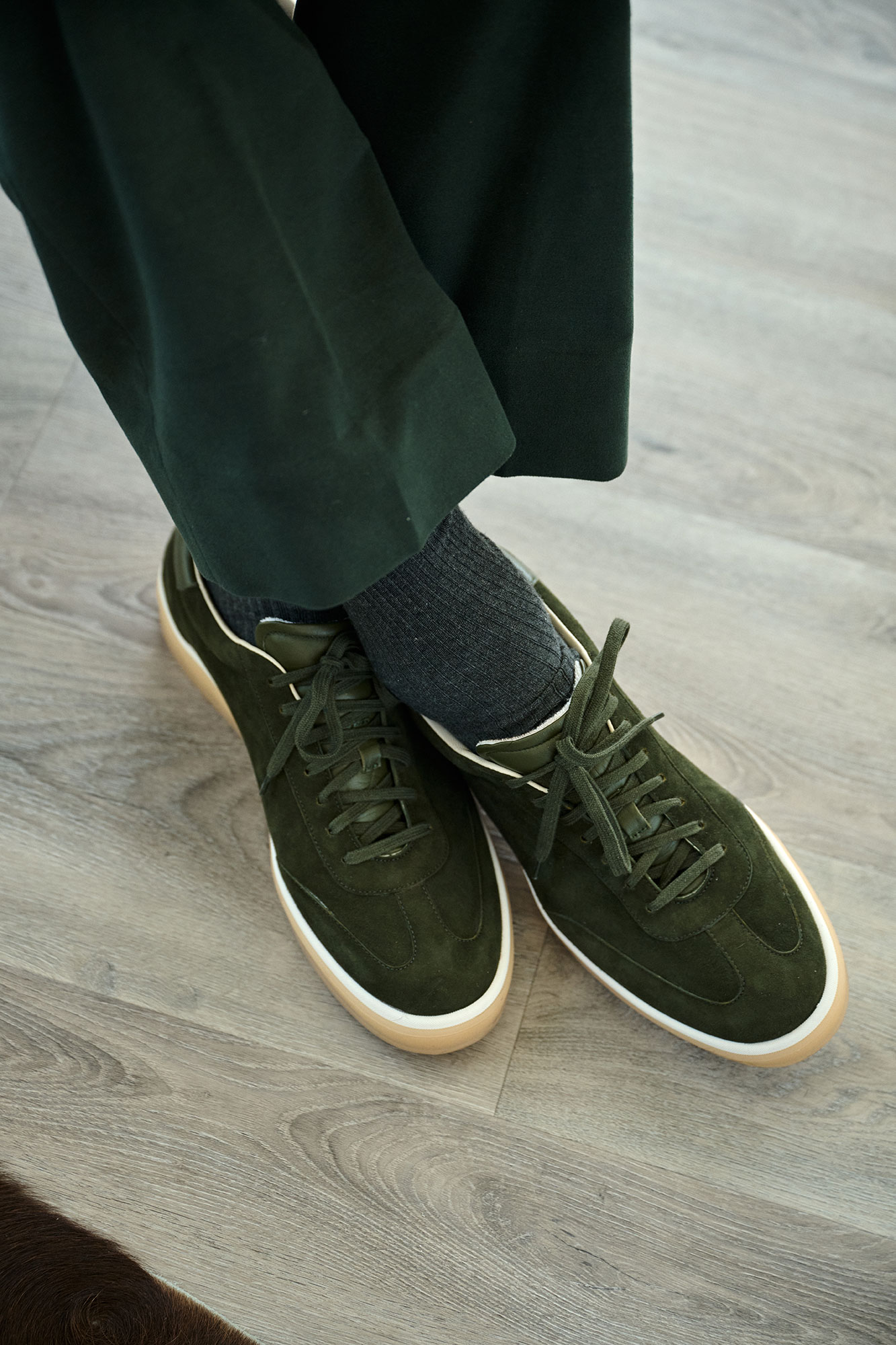 Green Moleskin Trousers & Zelli Footwear