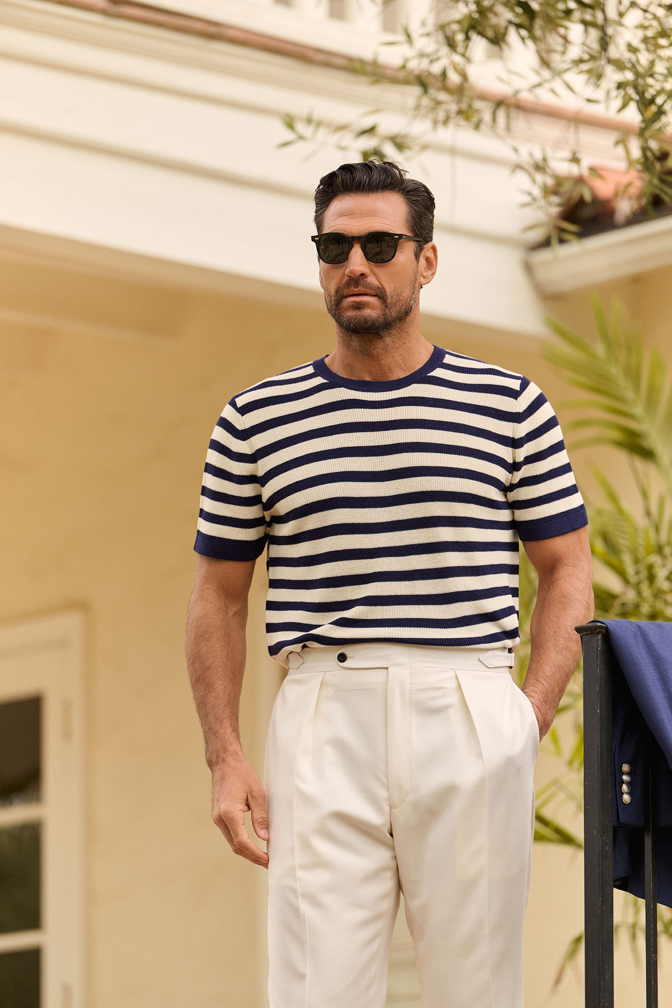 Navy Striped Knit Tee