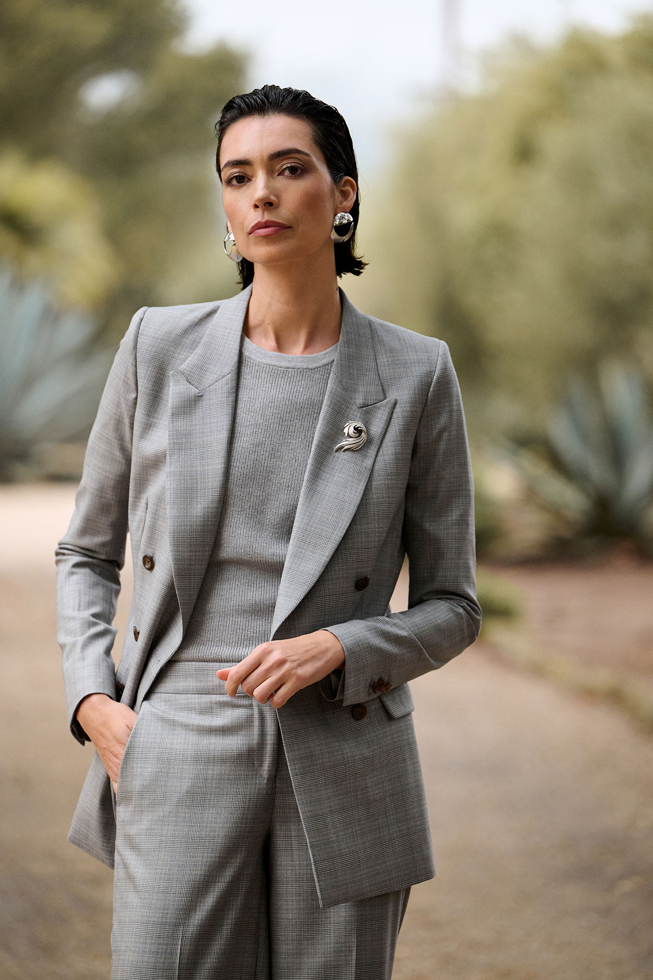 Gray Ribbed Knit Tee