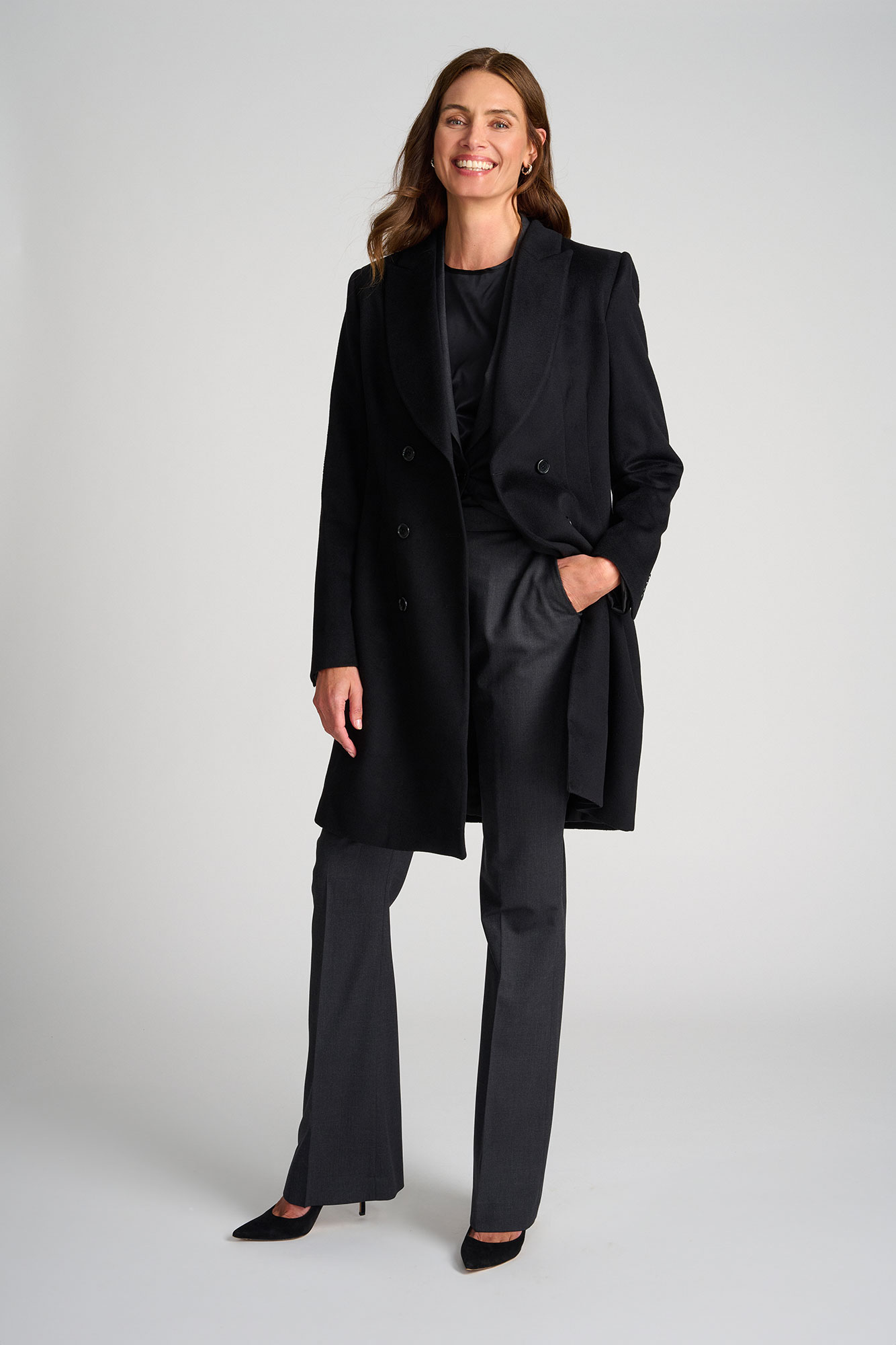 Black Cashmere Stephanie Topcoat
