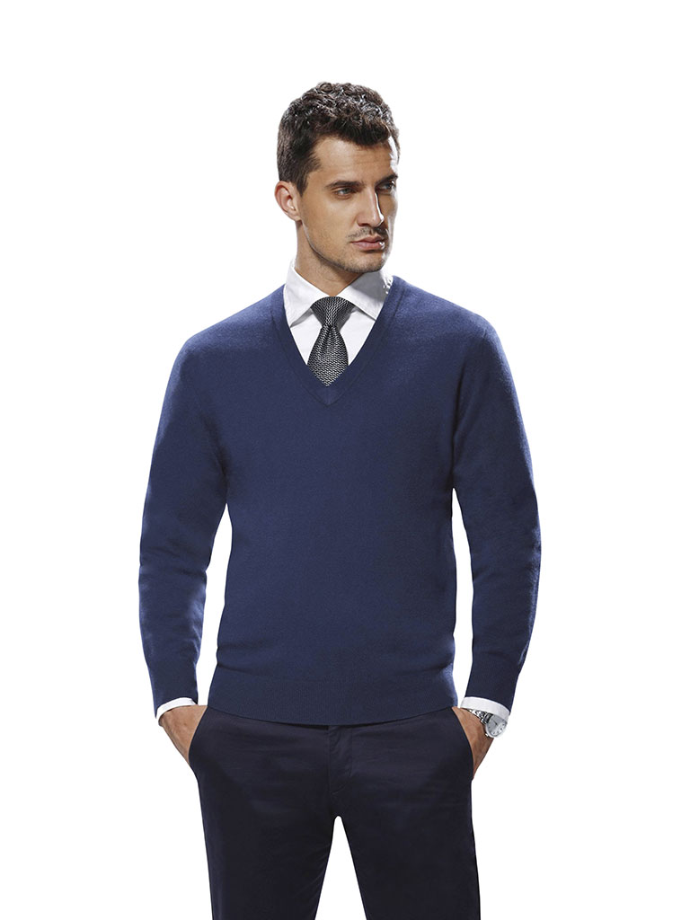 Custom Sweaters & Knits                                                                                                                                                                                                                                   , Men's Low V-Neck Long Sleeve