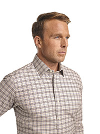 CUSTOM SHIRTS                                                                                                                                                                                                                                             , Corporate Image Tan Plaid Custom Men's  Dress Shirt
