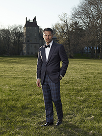 FORMAL GALLERY                                                                                                                                                                                                                                            , Navy Tuxedo Jacket With Tartan Plaid Trouser