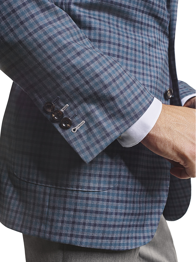 Men's Modern Custom Suit Gallery                                                                                                                                                                                                                          , Super 140's Gray & Teal Windowpane Check - Custom Sport Coat