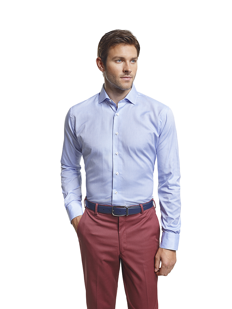 Men's Modern Custom Suit Gallery                                                                                                                                                                                                                          , Custom Dress Shirt  & Custom Oxblood Red Plain Trousers