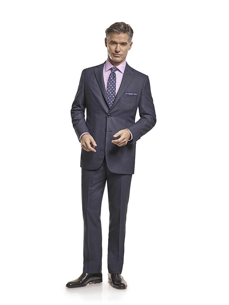 Men's Tradition Custom Suit Gallery                                                                                                                                                                                                                       , Super 140's Blue Birdseye - H&S Mille Miglia - Custom Men's Suit