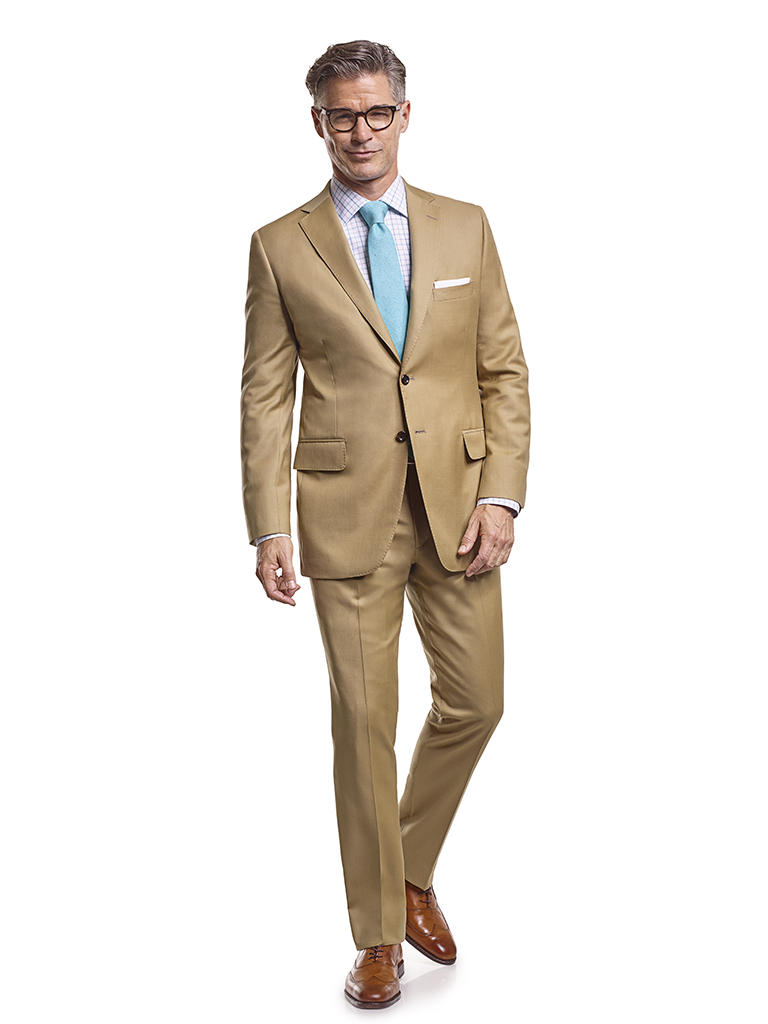 Men's Tradition Custom Suit Gallery                                                                                                                                                                                                                       , Super 120's Tan Solid - Custom Tailored Suit