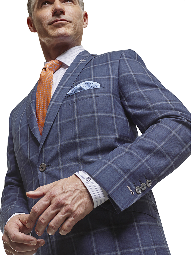 Men's Tradition Custom Suit Gallery                                                                                                                                                                                                                       , Super 100's Blue Plaid  - Custom Made Sport Coat