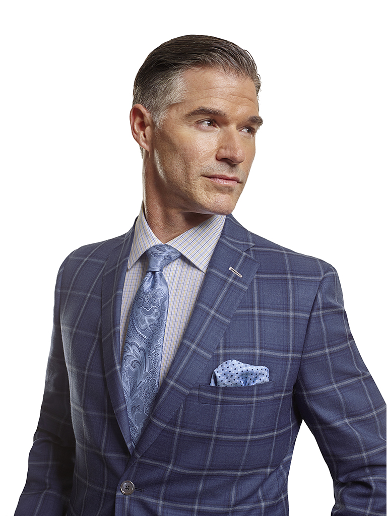Men's Tradition Custom Suit Gallery                                                                                                                                                                                                                       , Super 100's Blue Plaid - Made-To-Measure Sport Coat