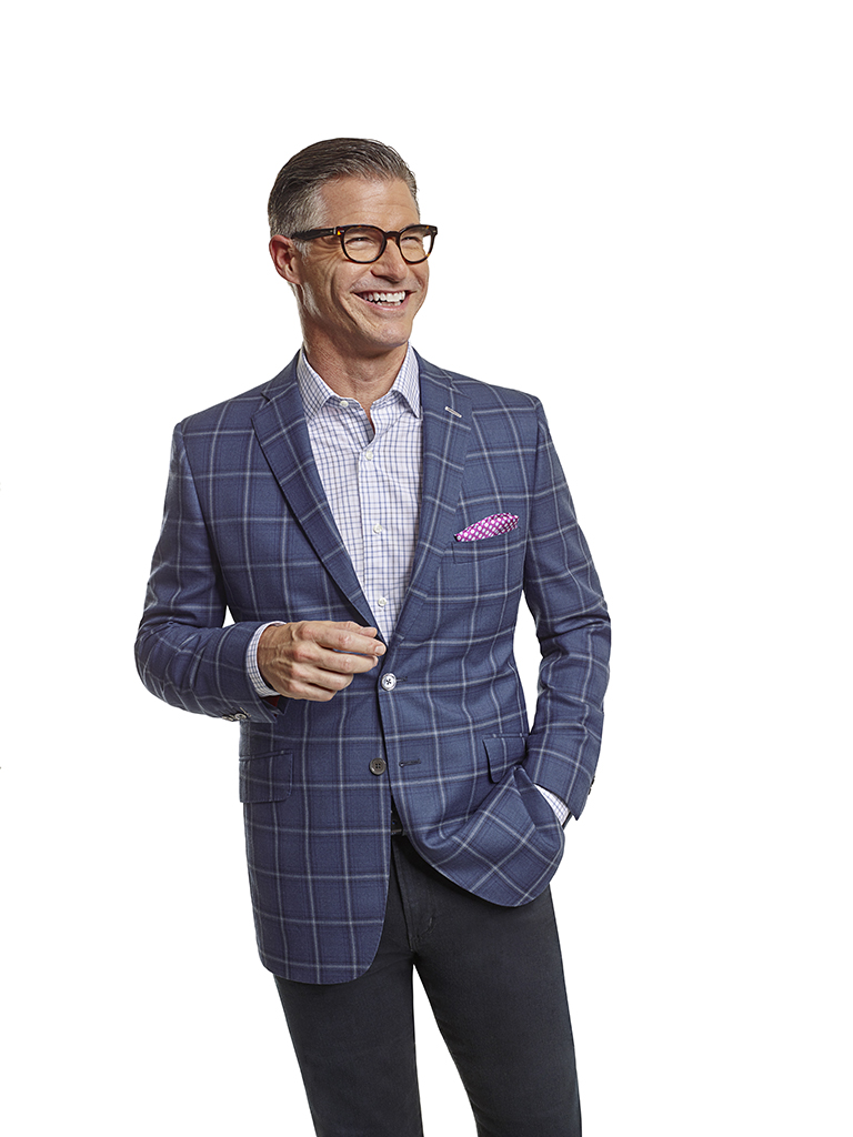 Men's Tradition Custom Suit Gallery                                                                                                                                                                                                                       , Super 100's Blue Plaid - Made-To-Measure Sport Coat & Jack of Spades Jeans