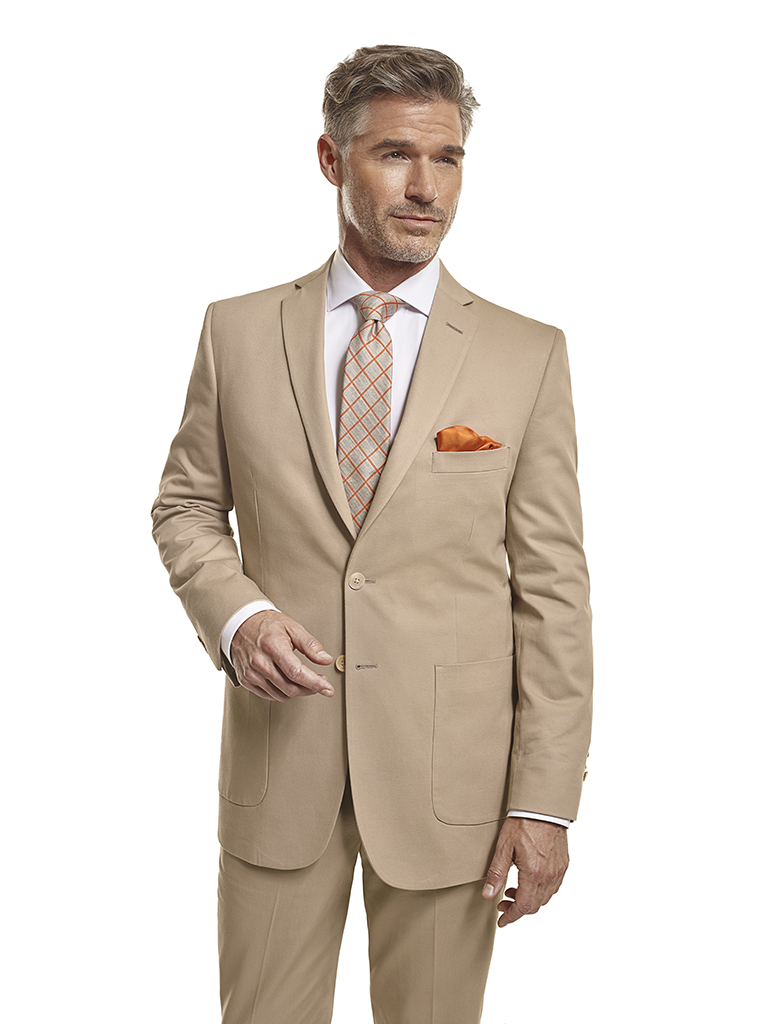 Men's Tradition Custom Suit Gallery                                                                                                                                                                                                                       , 100% Cotton Khaki Plain - Made-To-Measure Suit
