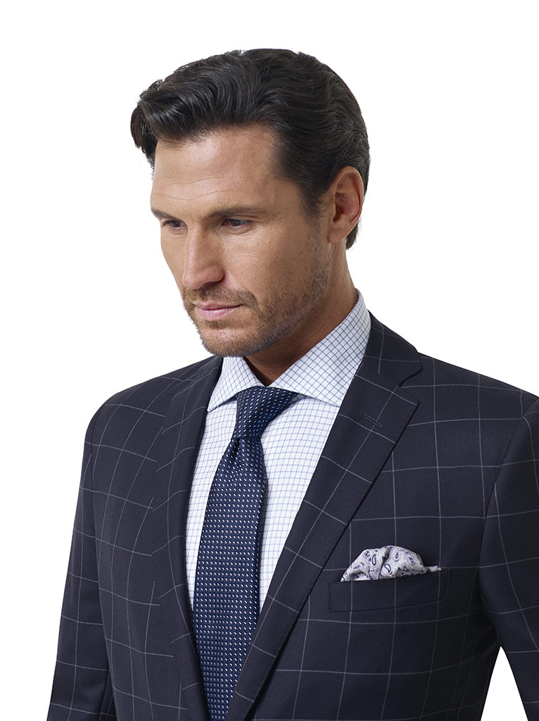 Navy Tramline Windowpane Holland and Sherry Royal Mile Suit