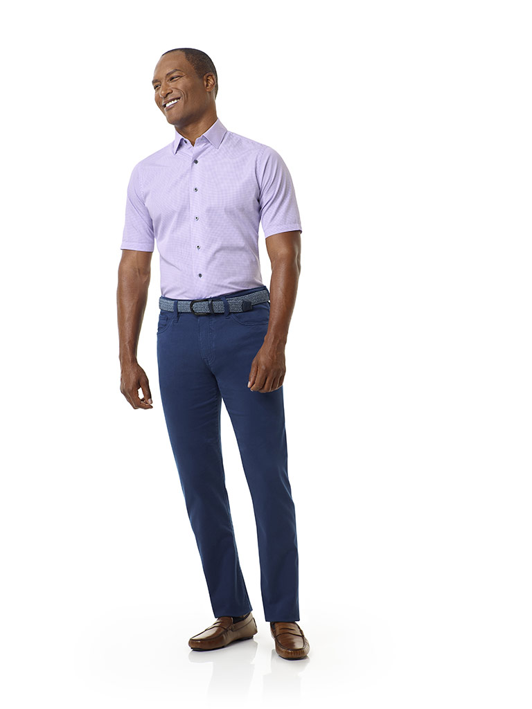 Tom James Custom Purple Short Sleeve Shirt
