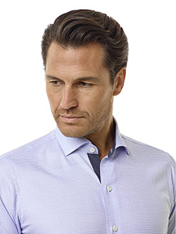 Custom Tom James Custom Blue Jaquard Shirt with Contrast
