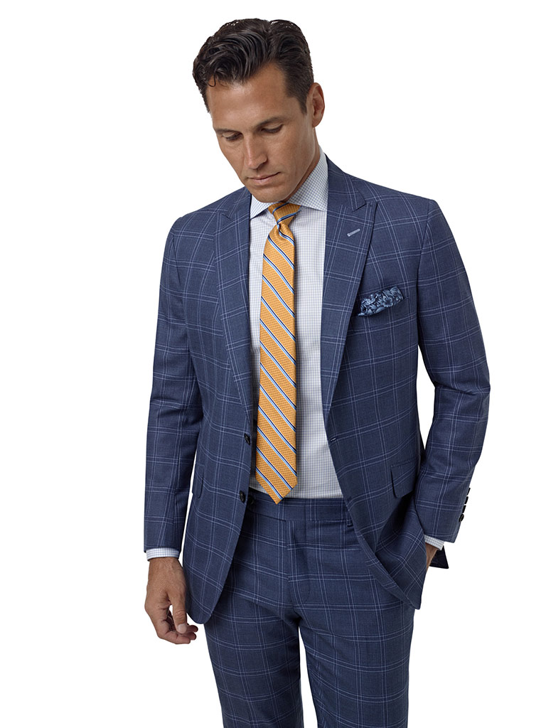 Blue Gray Windowpane Suit