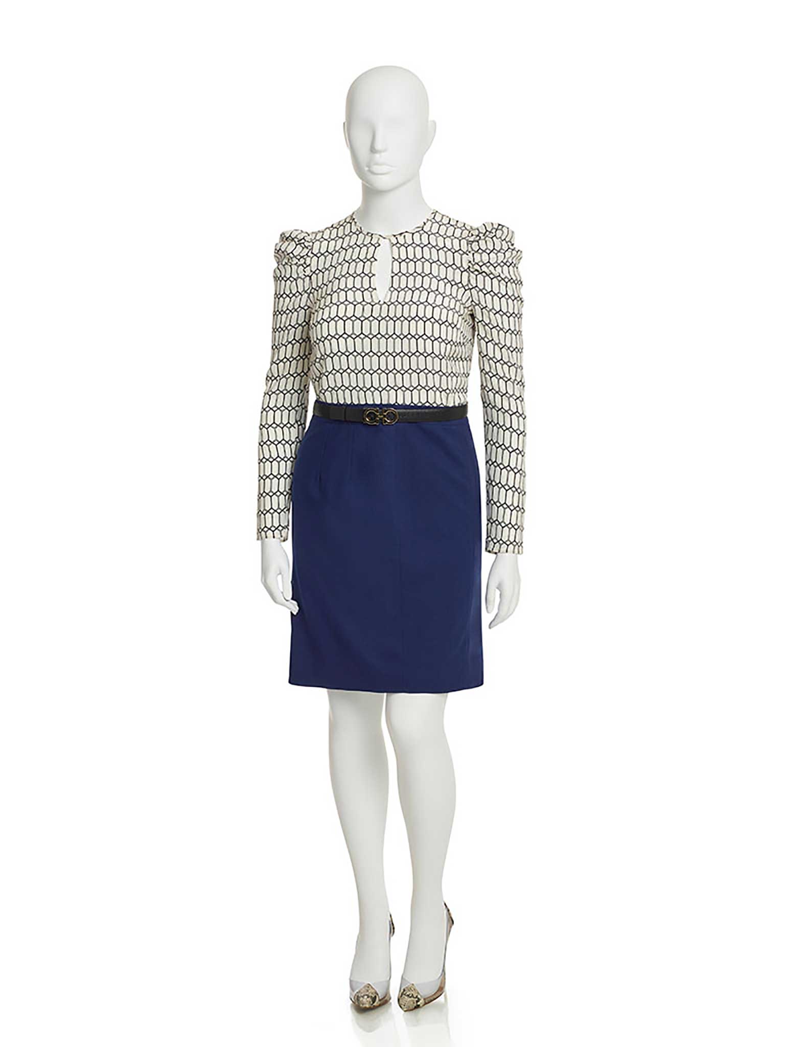 Royal Blue Wool Crepe Skirt