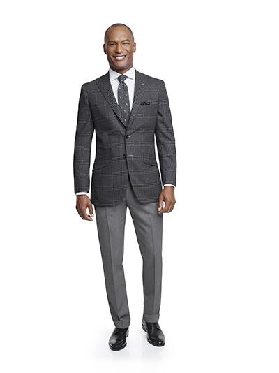 Men's Custom Clothing                                                                                                                                                                                                                                     , Light Gray Plaid Sport Coat - Super 120's Wool