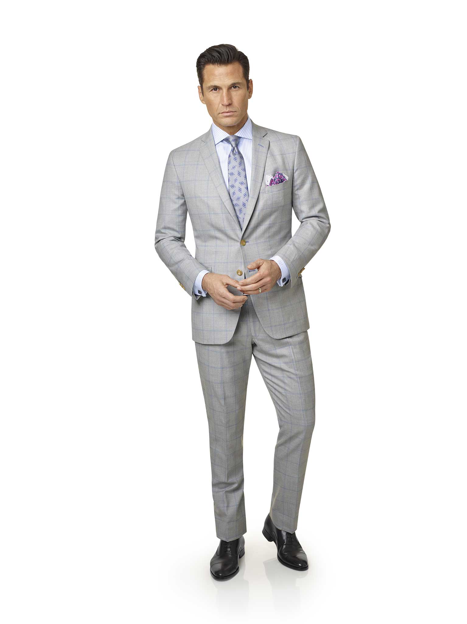 Men's Custom Clothing                                                                                                                                                                                                                                     , Stone Windowpane Suit