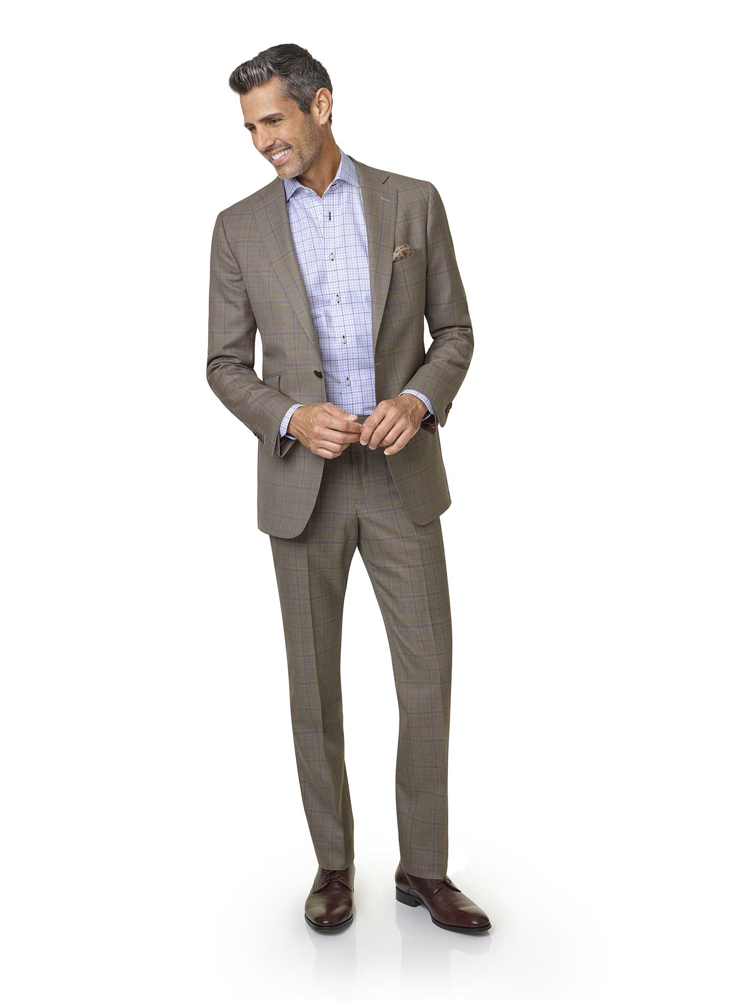 Custom Tan Plaid Suit