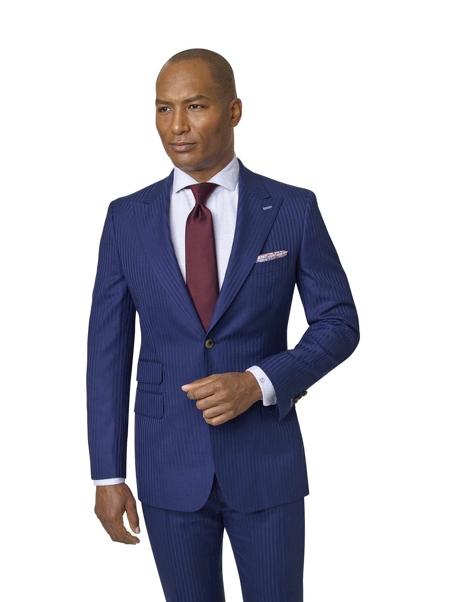 Custom French Blue Shadow Stripe Suit