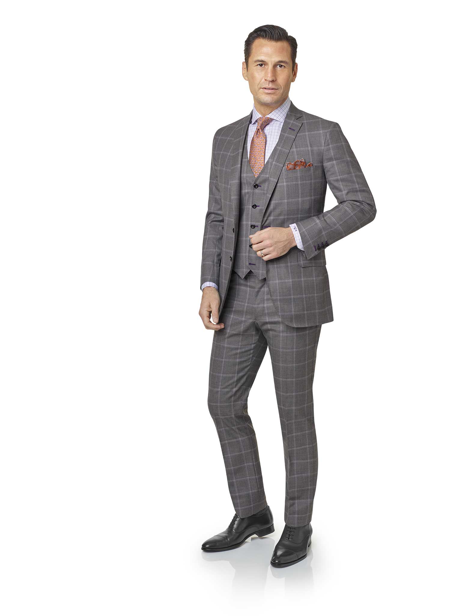 Custom Gray Windowpane Suit