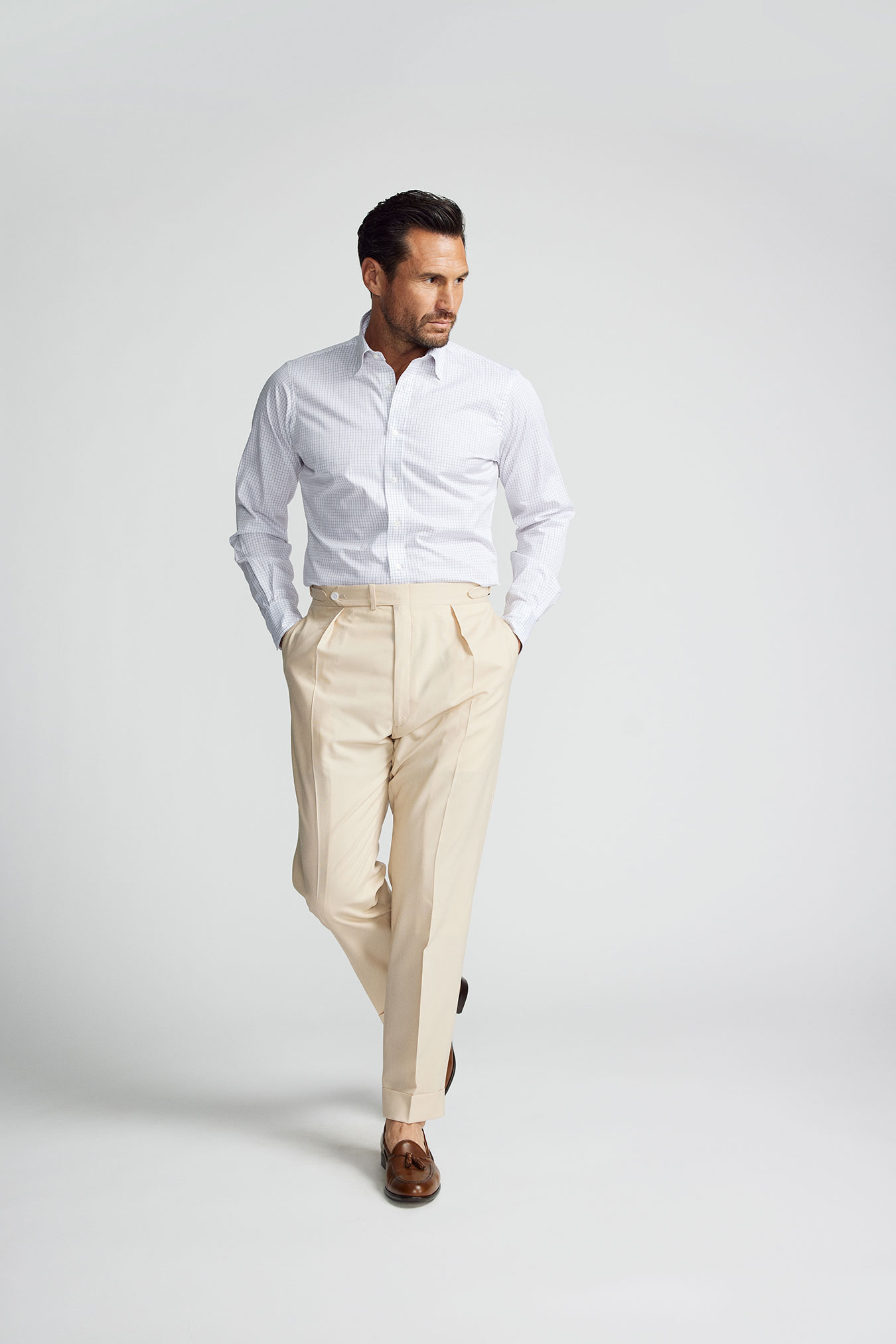 Tan & Navy Tattersall Shirt