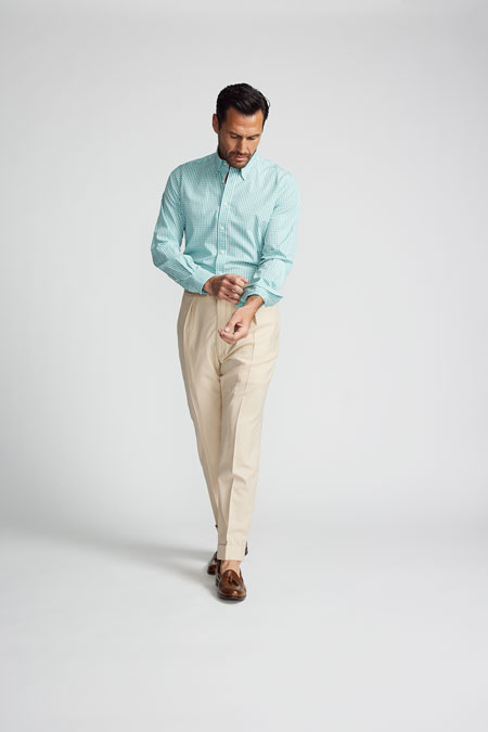 Tan Wool/Silk/Linen Trouser