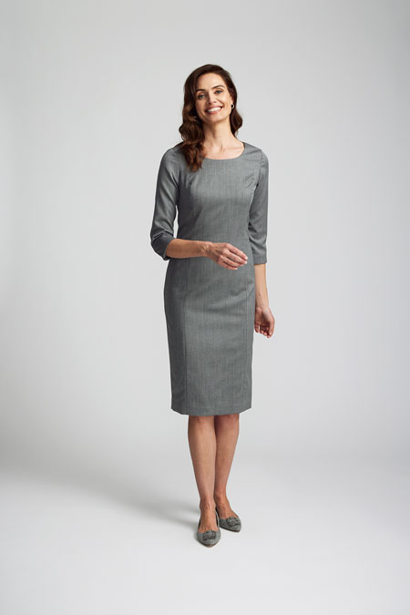 Women's Classics                                                                                                                                                                                                                                          , Gray Herringbone Sleeved Dress
