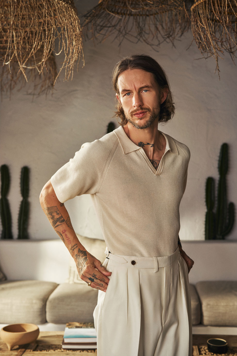 Stone Cotton Trouser