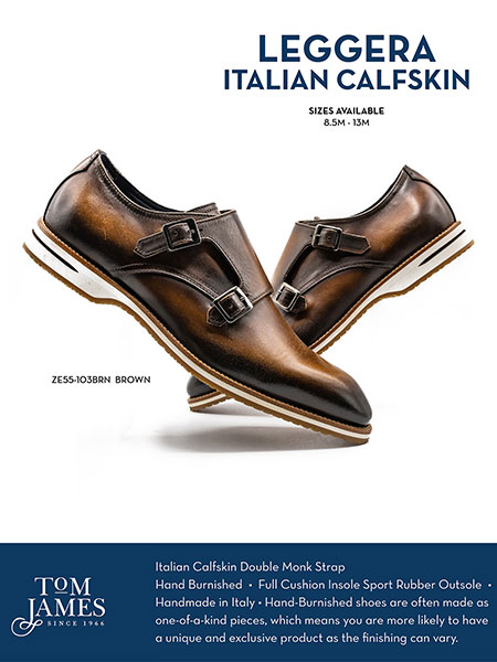 Zelli Sportswear Catalog Spring 2026                                                                                                                                                                                                                      , LEGERRA HAND BURNISHED ITALIAN CALFSKIN MONKSTRAP - Zelli