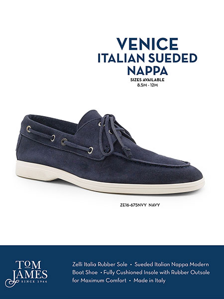 Zelli Sportswear Catalog Spring 2026                                                                                                                                                                                                                      , VENICE NAVY ITALIAN SUEDED GOATSKIN BOAT SHOES - Zelli