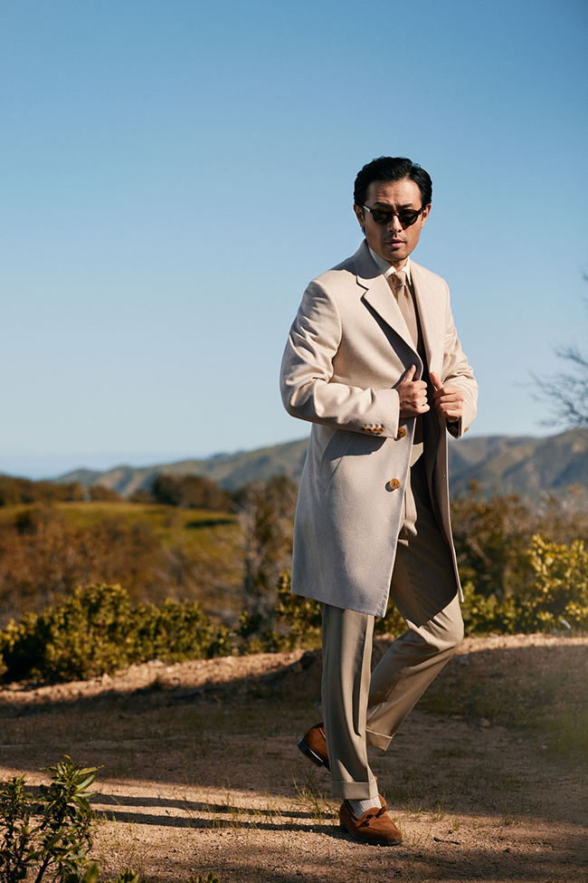 Men's Fall 2024 Look Book                                                                                                                                                                                                                                 , Light Tan Cashmere Topcoat