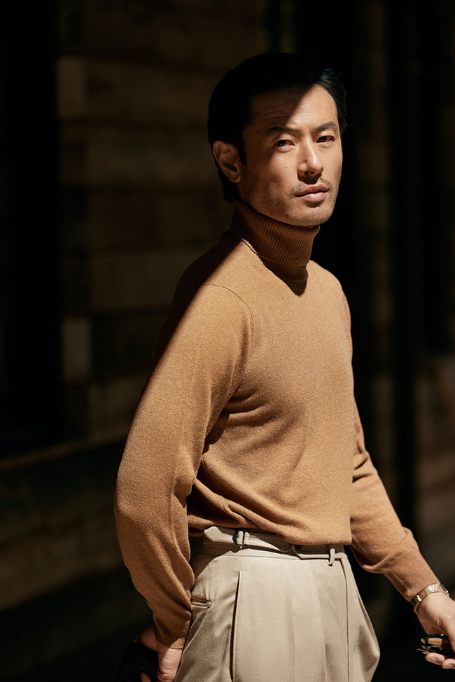 Men's Fall 2024 Look Book                                                                                                                                                                                                                                 , Camel Ribbed Turtleneck