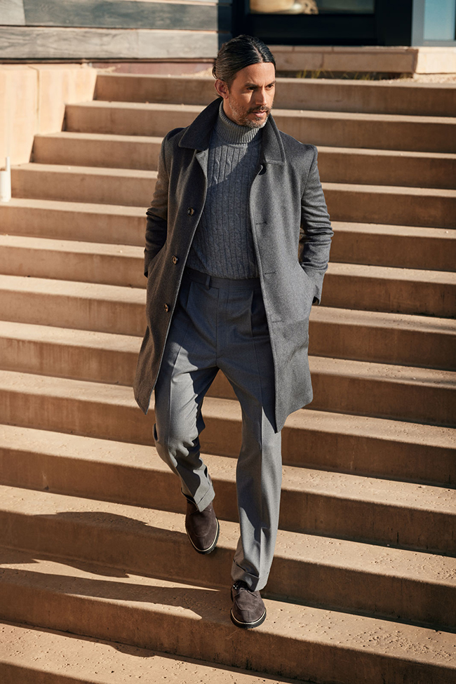 Men's Fall 2024 Look Book                                                                                                                                                                                                                                 , Charcoal Cashmere Topcoat