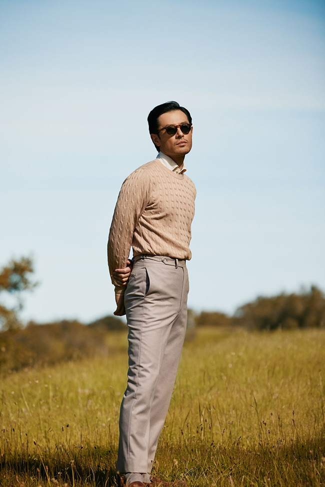 Camel Cable Knit Cashmere Sweater