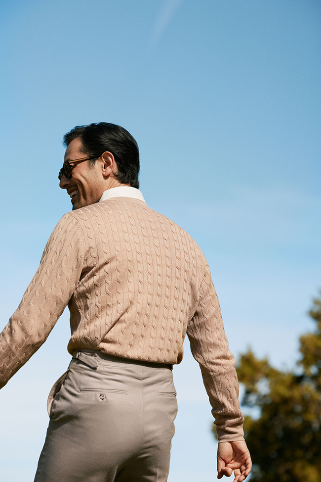 Camel Cable Knit Cashmere Sweater